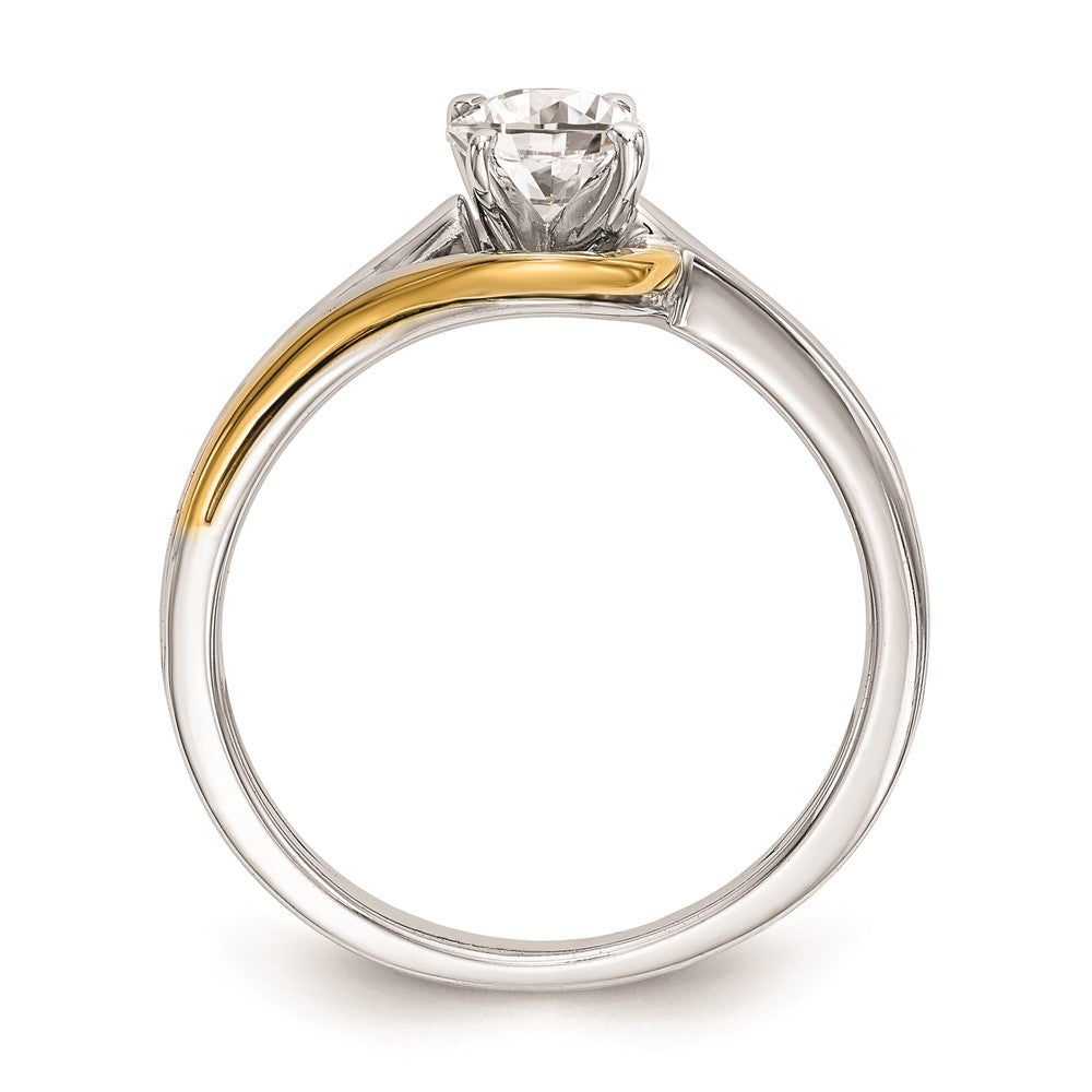 14k Two-tone By-Pass Peg Set Engagement Ring Mounting