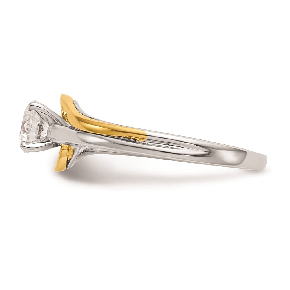 14k Two-tone By-Pass Peg Set Engagement Ring Mounting