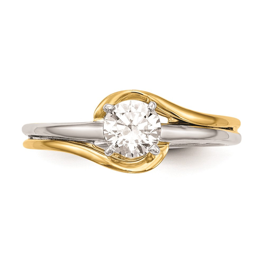 14k Two-tone By-Pass Peg Set Engagement Ring Mounting