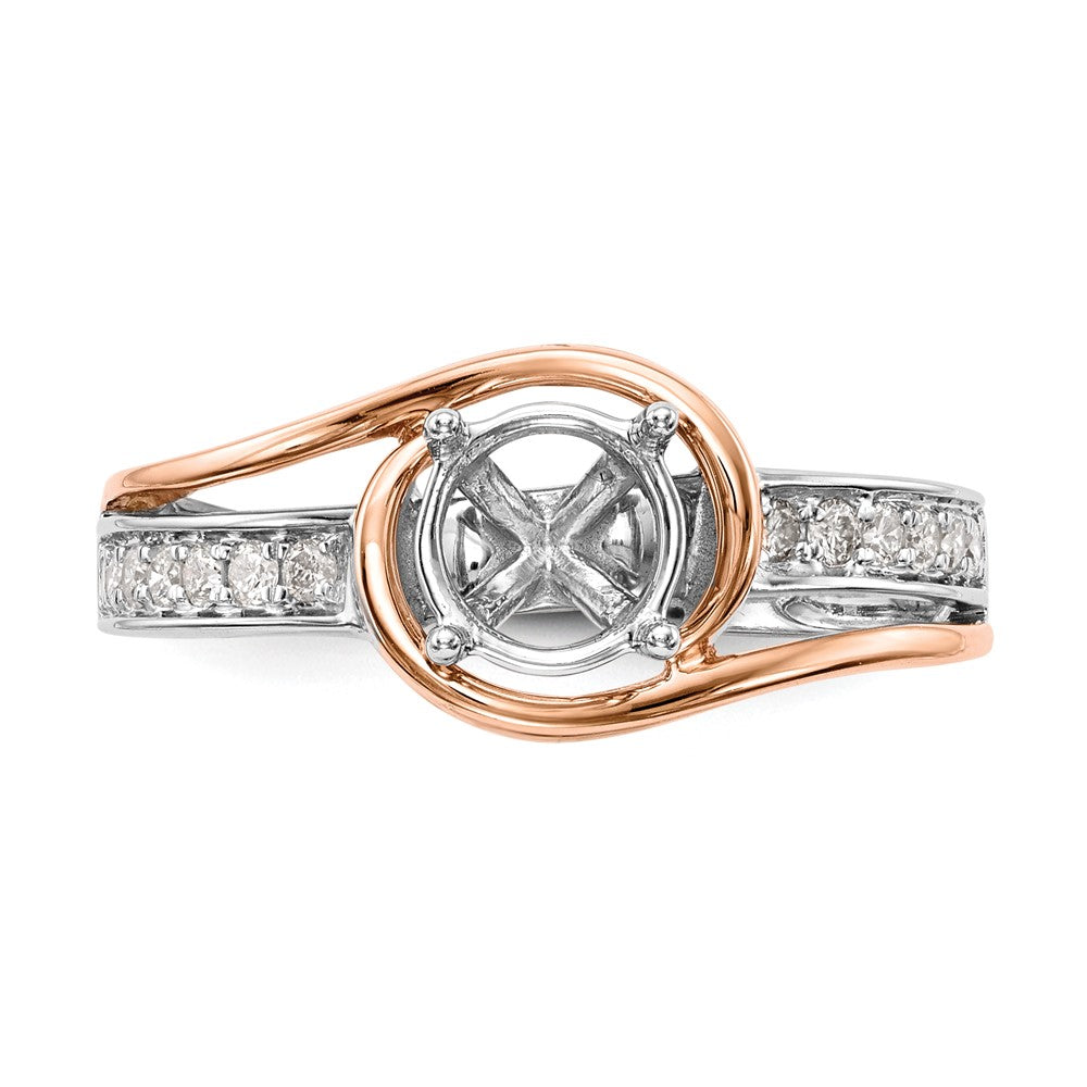 14k Two-Tone Rose and White Gold 1/6 carat Lab Grown Diamond VS/SI+ G+ Semi Mount Peg Set Engagement Ring