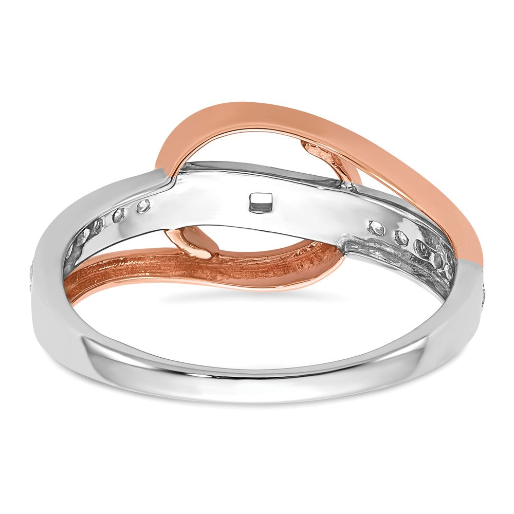 14k Two-Tone Rose and White Gold 1/6 carat Lab Grown Diamond VS/SI+ G+ Semi Mount Peg Set Engagement Ring