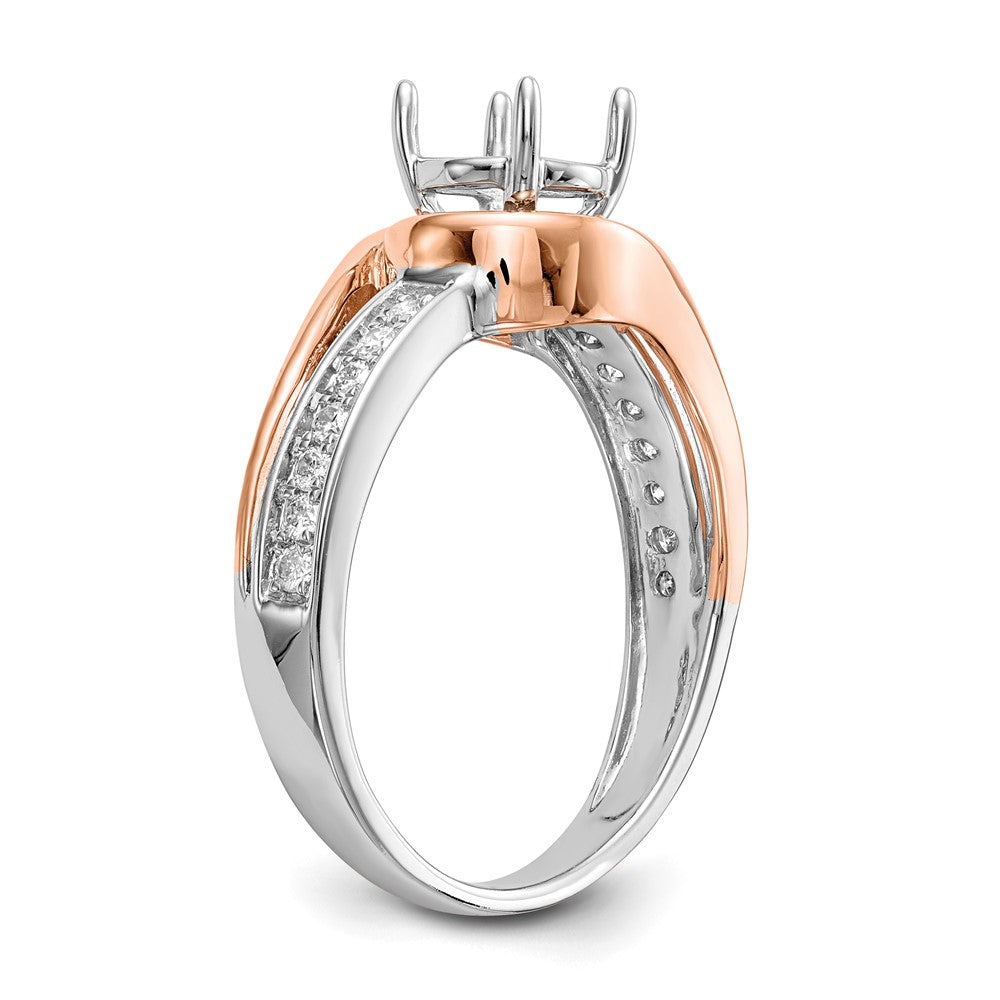 14k Two-tone By-Pass Peg Set 1/5 carat Diamond Semi-mount Engagement Ring