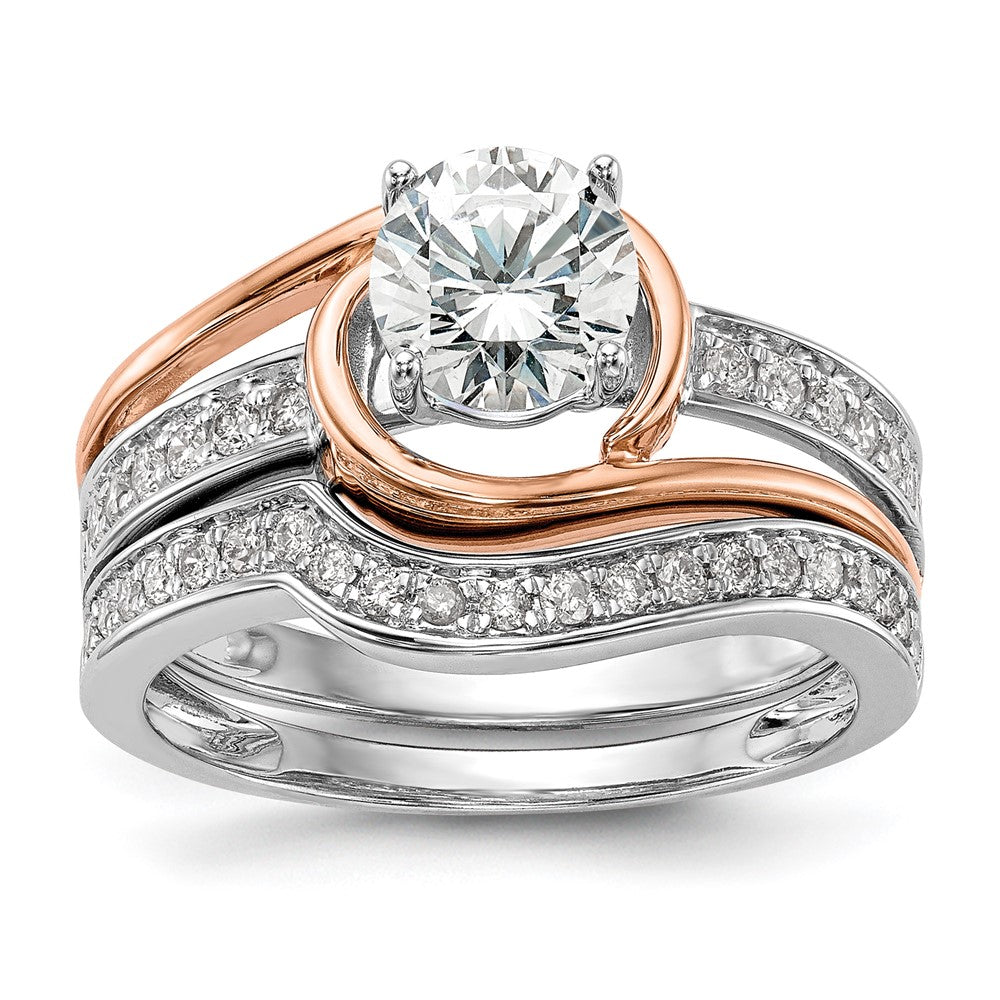 14k Two-tone By-Pass Peg Set 1/5 carat Diamond Semi-mount Engagement Ring