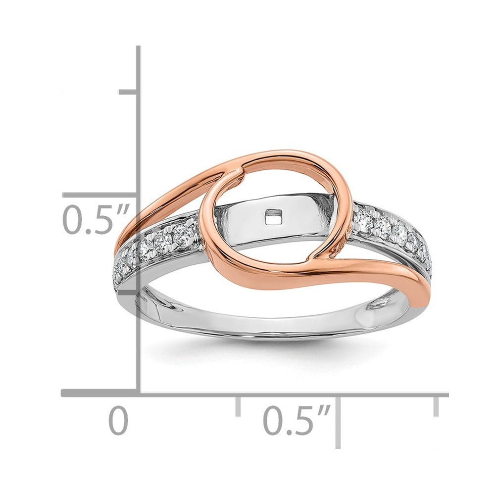 14k Two-Tone Rose and White Gold 1/6 carat Lab Grown Diamond VS/SI+ G+ Semi Mount Peg Set Engagement Ring