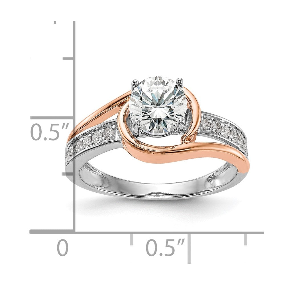14k Two-tone By-Pass Peg Set 1/5 carat Diamond Semi-mount Engagement Ring