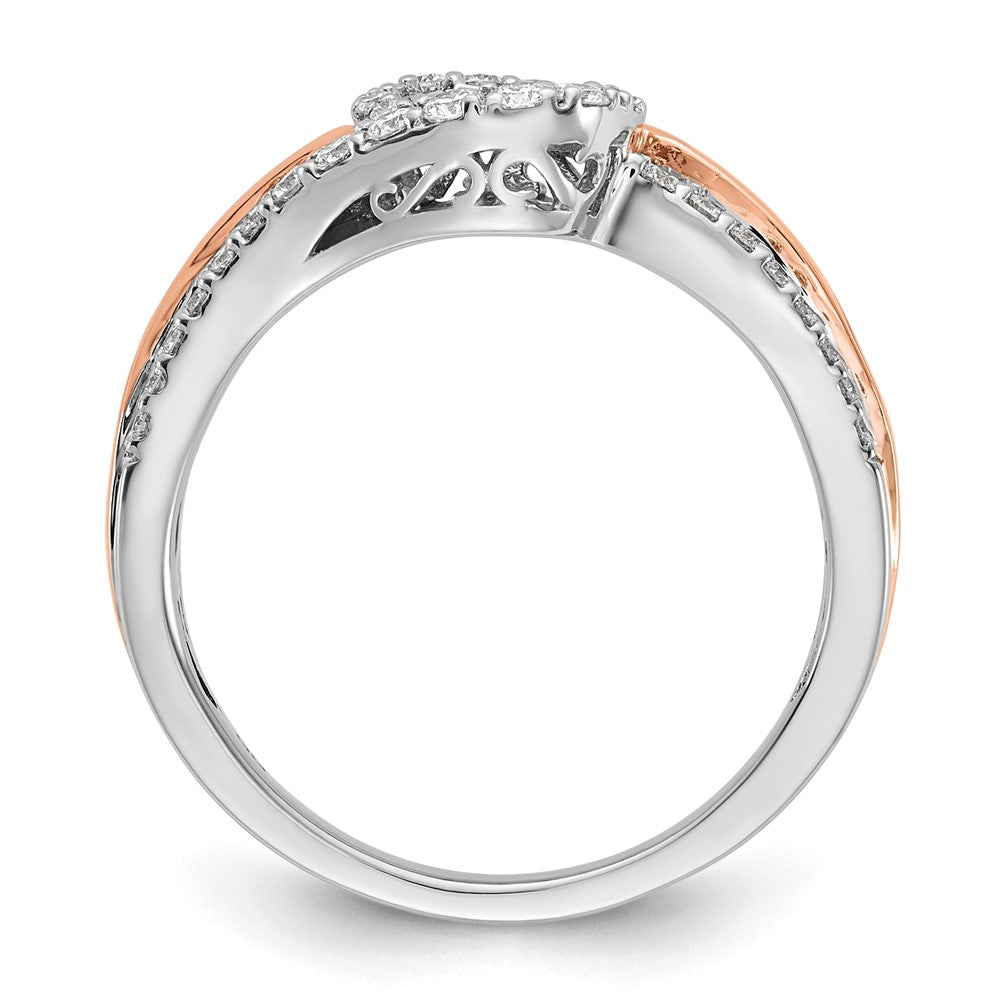 14k Two-tone By-Pass Peg Set 3/8 carat Diamond Semi-mount Engagement Ring