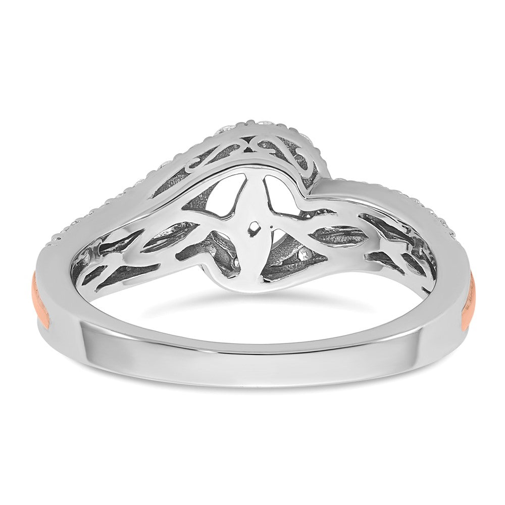 14k Two-tone By-Pass Peg Set 3/8 carat Diamond Semi-mount Engagement Ring