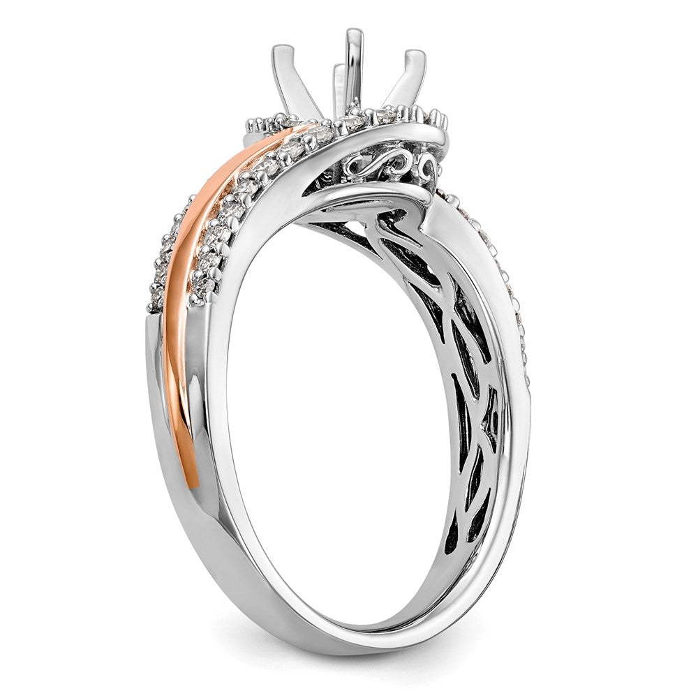 14k Two-tone By-Pass Peg Set 3/8 carat Diamond Semi-mount Engagement Ring