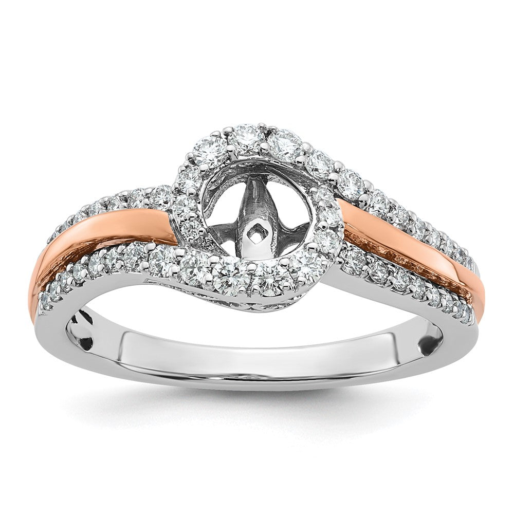 14k Two-tone By-Pass Peg Set 3/8 carat Diamond Semi-mount Engagement Ring