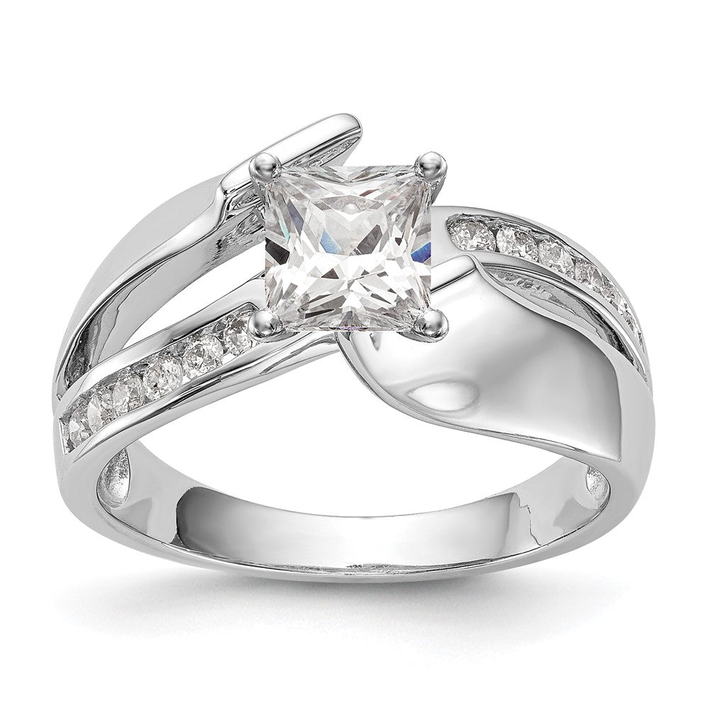 14k White Gold By-Pass Peg Set 1/5 carat Diamond Semi-mount Engagement Ring