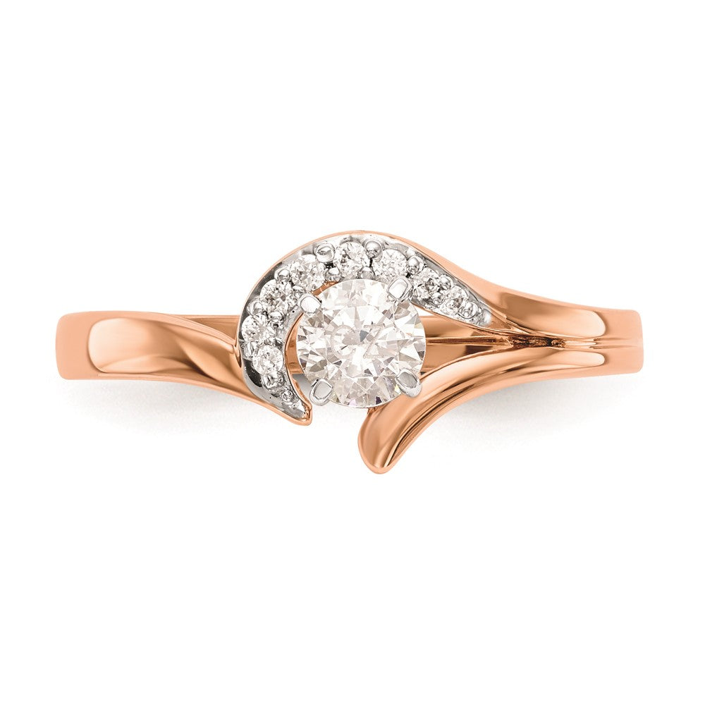 10K Rose Gold Peg Set Bypass 1/20 carat Diamond Semi-mount Engagement Ring