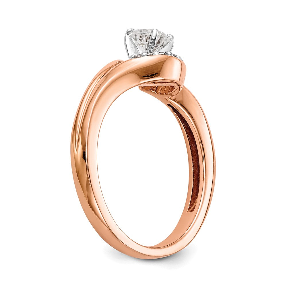 14k Rose Gold By-Pass Peg Set 1/20 carat Diamond Semi-mount Engagement Ring