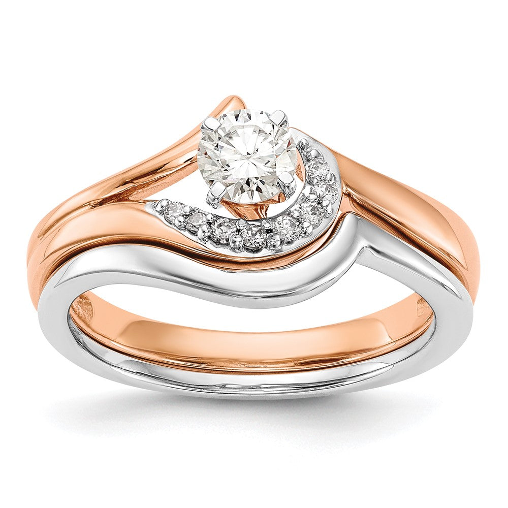 14k Rose Gold By-Pass Peg Set 1/20 carat Diamond Semi-mount Engagement Ring