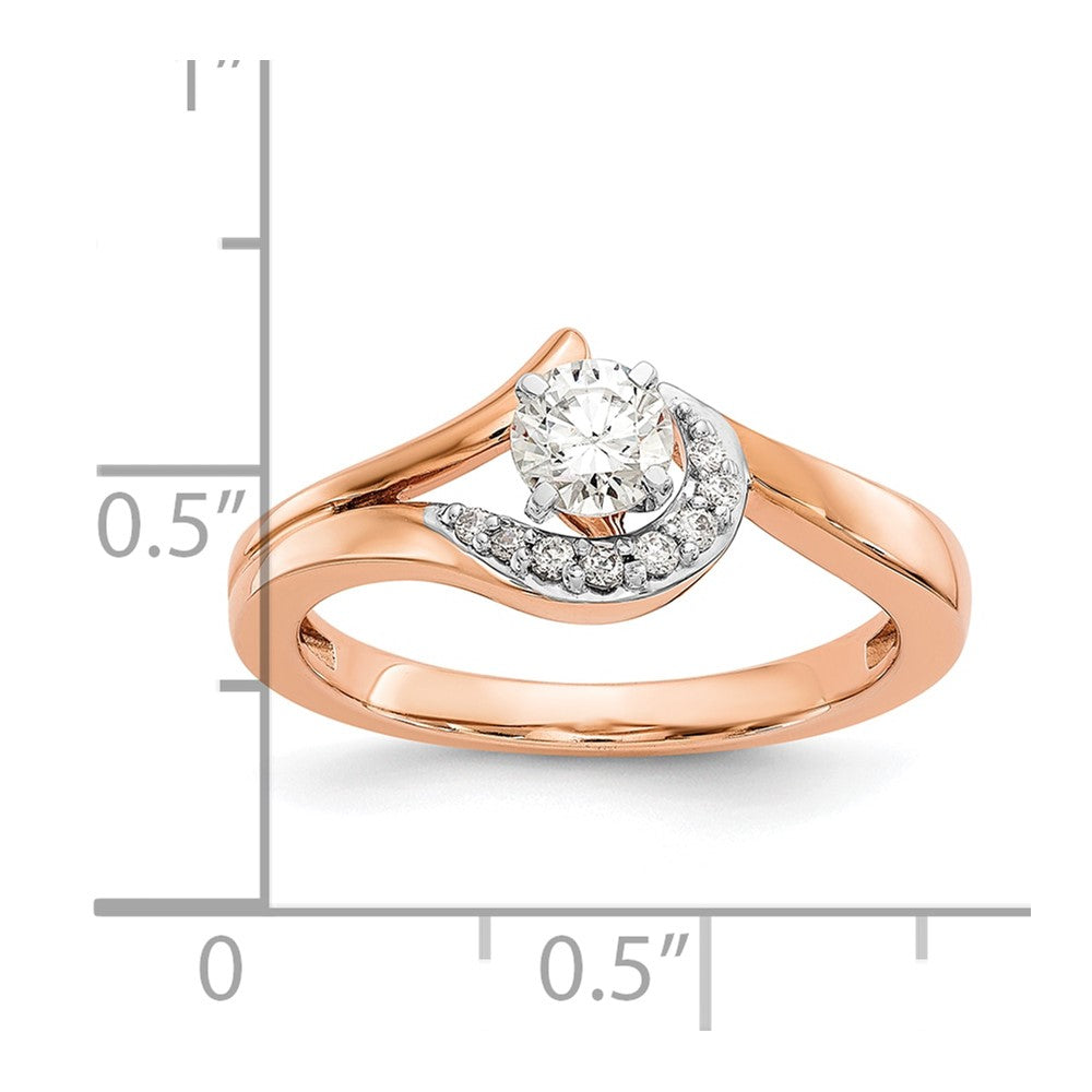 14k Rose Gold By-Pass Peg Set 1/20 carat Diamond Semi-mount Engagement Ring