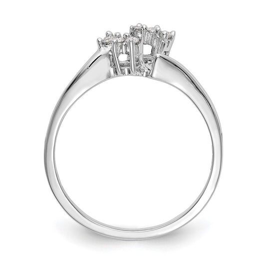 14k White Gold 1/20 carat Diamond Contoured Complete Wedding Band