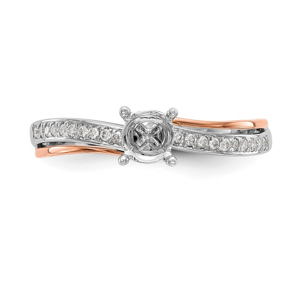14k Two-tone Rose and White Gold 1/10 carat Lab Grown Diamond VS/SI+ G+ Semi Mount By-Pass Peg Set Engagement Ring