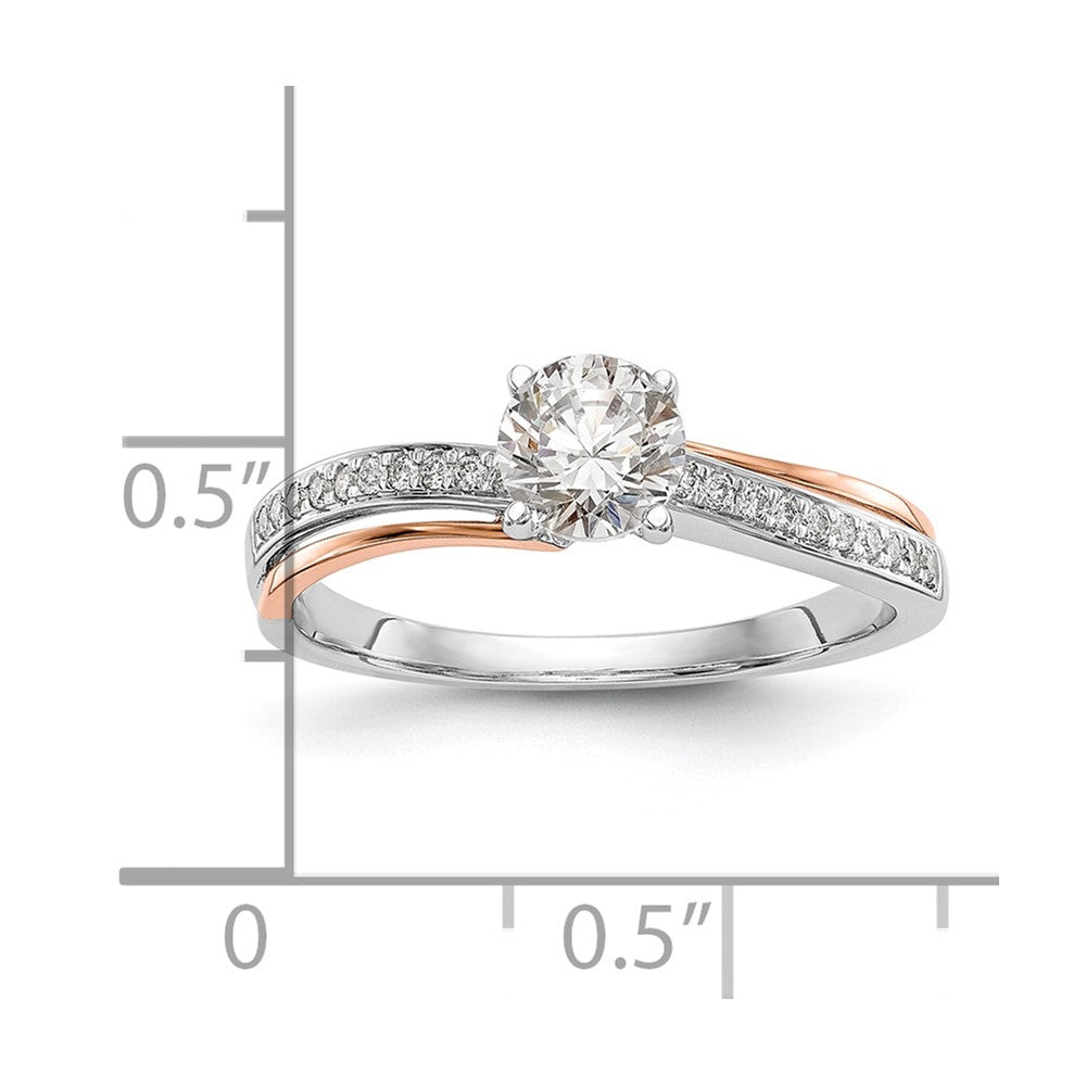 14k Two-tone Rose and White Gold 1/10 carat Lab Grown Diamond VS/SI+ G+ Semi Mount By-Pass Peg Set Engagement Ring