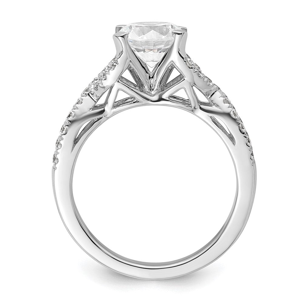 14k White Gold Criss-Cross (Holds 1.5 carat (7.5mm) Round Center) 1/2 carat Diamond Semi-mount Engagement Ring