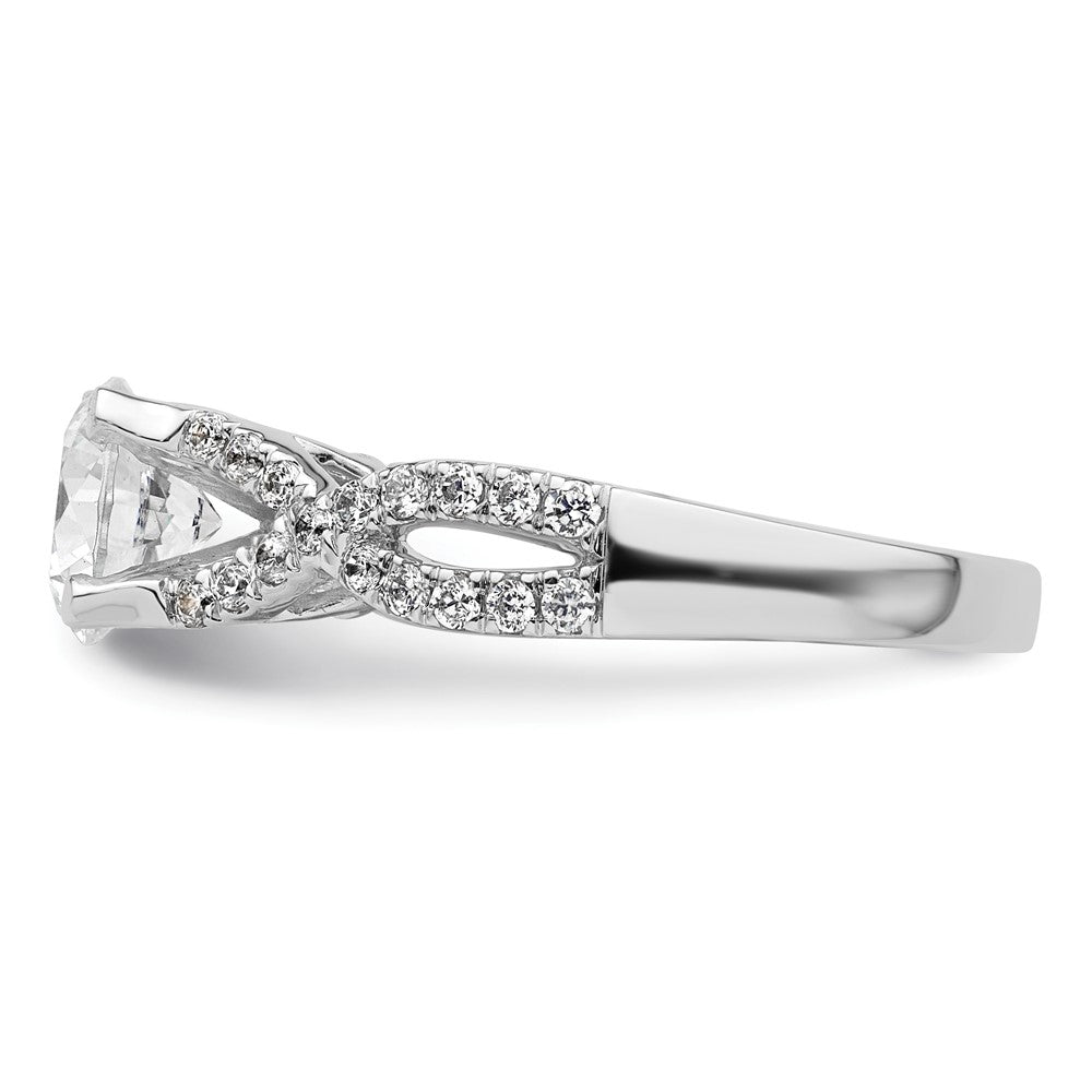 14k White Gold Criss-Cross (Holds 1.5 carat (7.5mm) Round Center) 1/2 carat Diamond Semi-mount Engagement Ring