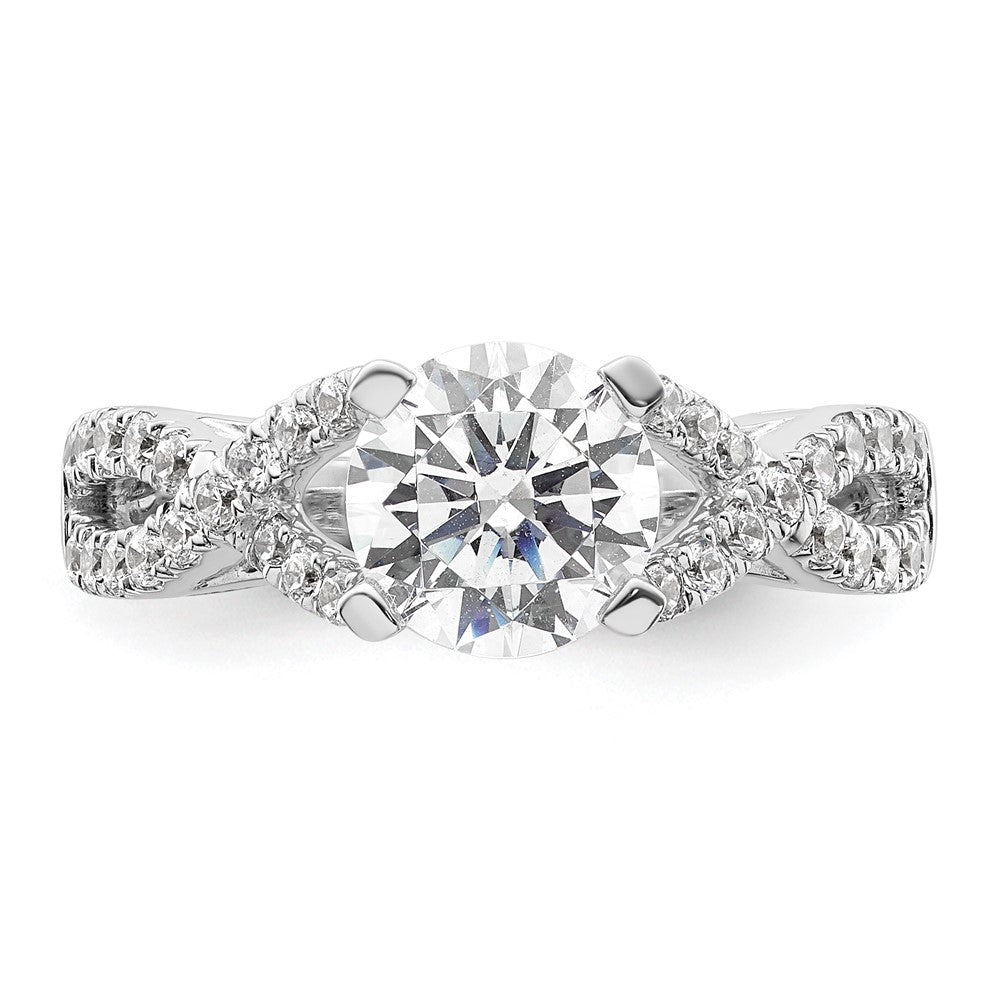 14k White Gold Criss-Cross (Holds 1.5 carat (7.5mm) Round Center) 1/2 carat Diamond Semi-mount Engagement Ring