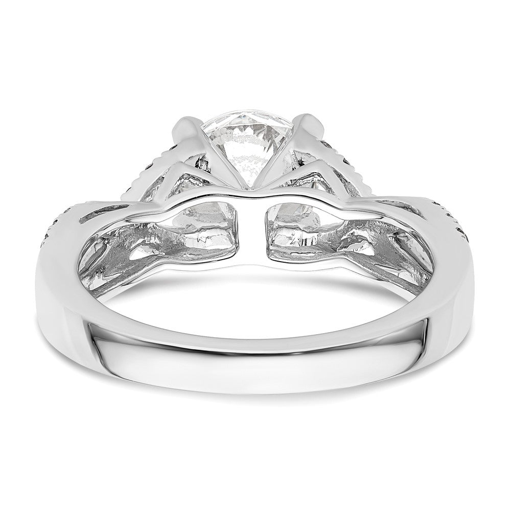 14k White Gold Criss-Cross (Holds 1.5 carat (7.5mm) Round Center) 1/2 carat Diamond Semi-mount Engagement Ring