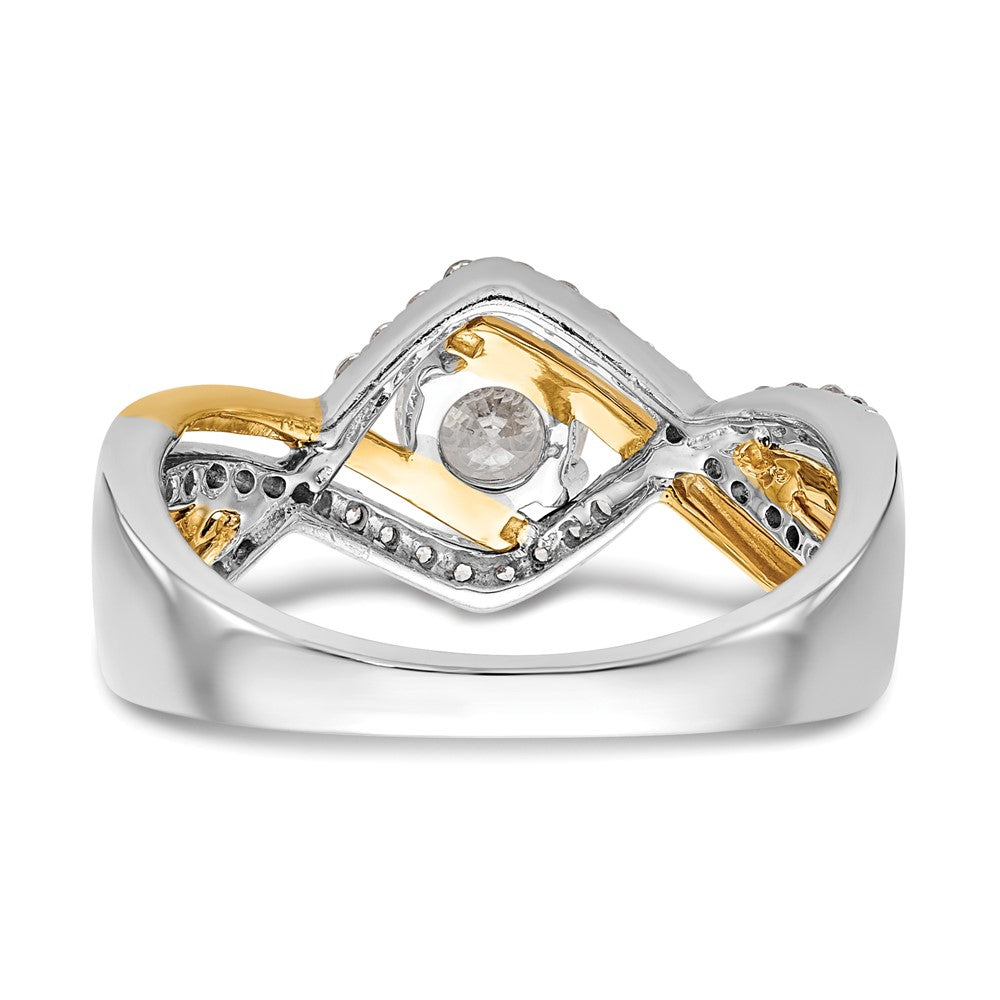14k Two-tone Criss-Cross (Holds 1/2 carat (5.2mm) Round Center) 1/3 carat Diamond Semi-mount Engagement Ring