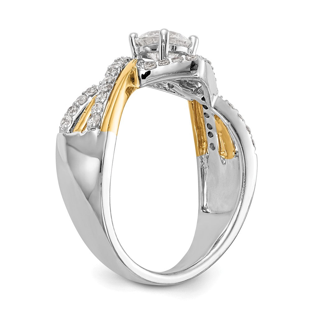 14k Two-tone Criss-Cross (Holds 1/2 carat (5.2mm) Round Center) 1/3 carat Diamond Semi-mount Engagement Ring