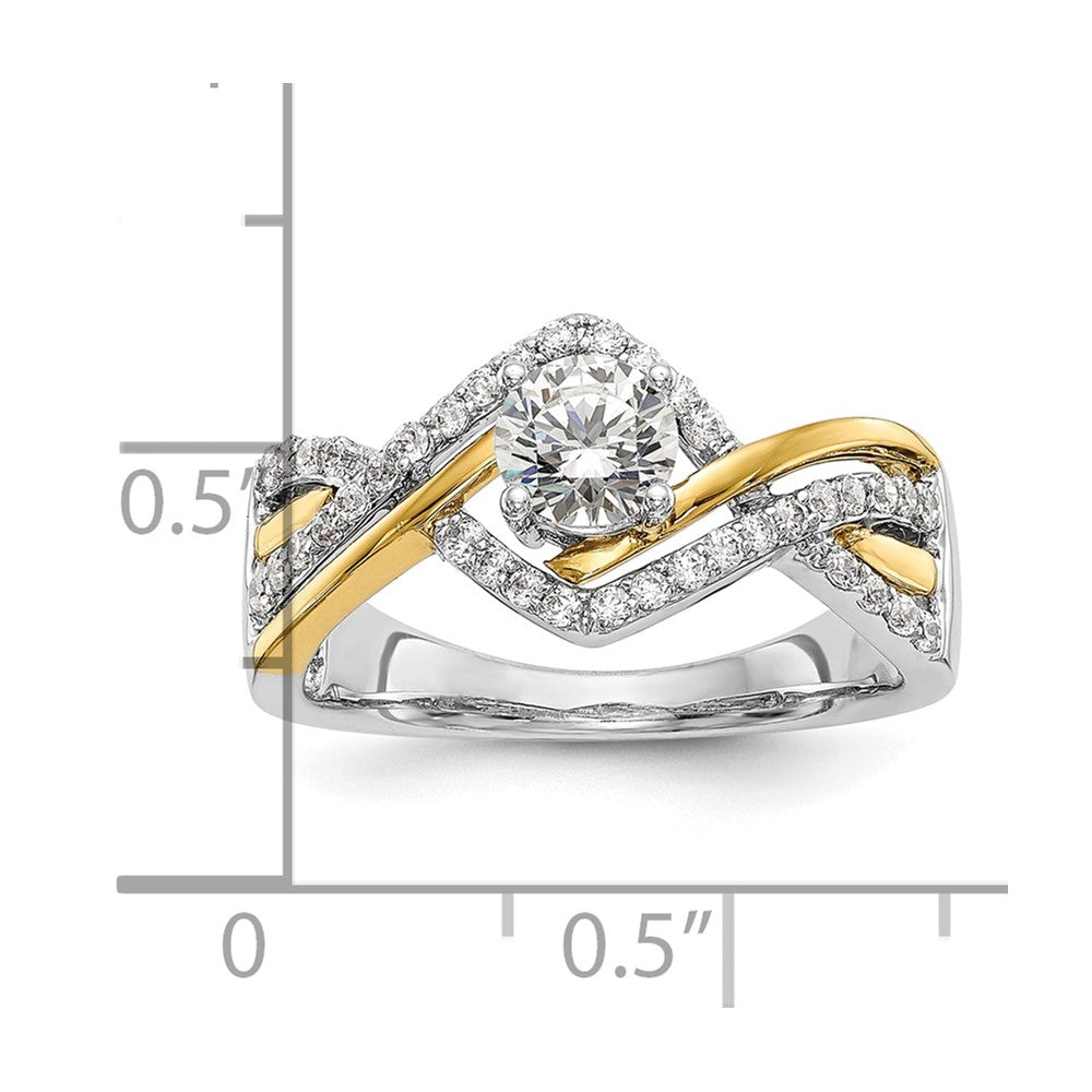 14k Two-tone Criss-Cross (Holds 1/2 carat (5.2mm) Round Center) 1/3 carat Diamond Semi-mount Engagement Ring