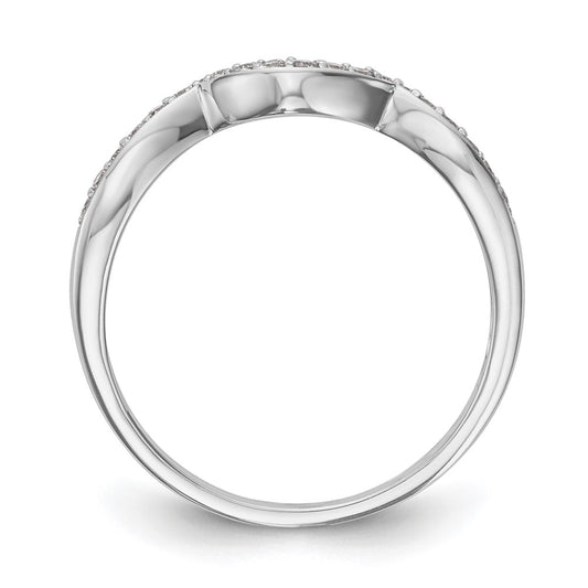 14k White Gold 1/6 carat Diamond Contoured Complete Wedding Band