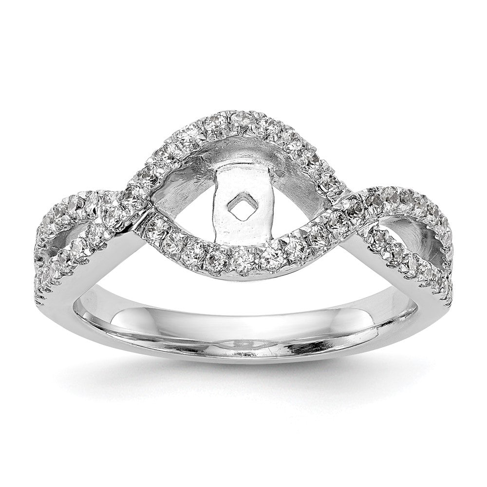14k White Gold 1/2 carat Lab Grown Diamond VS/SI+ G+ Semi Mount Criss Cross Peg Set Engagement Ring