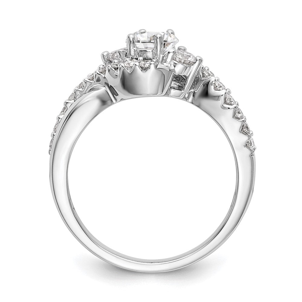 14k White Gold 5/8 carat Lab Grown Diamond VS/SI+ G+ Round Complete Criss Cross Engagement Ring