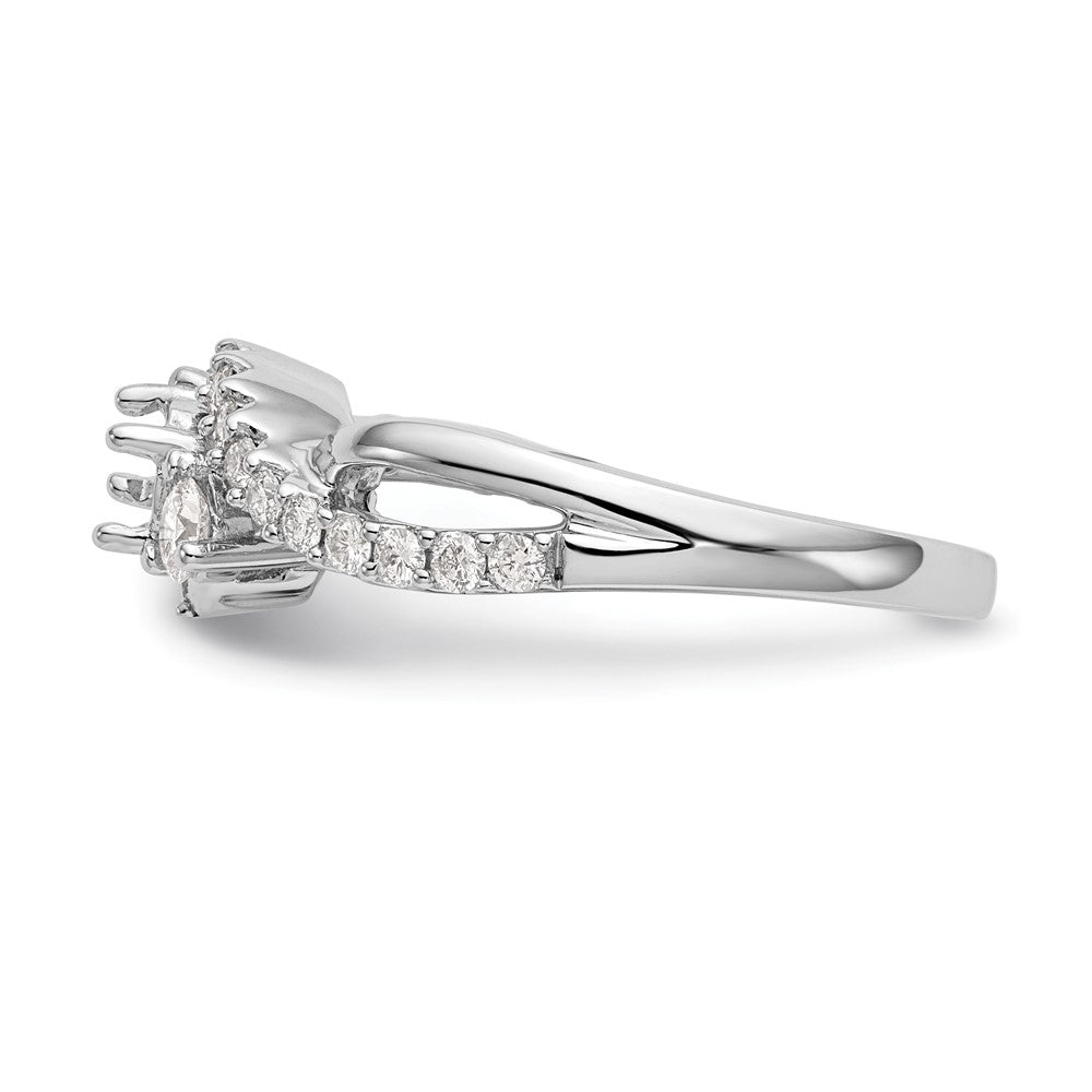 14k White Gold 5/8 carat Lab Grown Diamond VS/SI+ G+ Round Complete Criss Cross Engagement Ring