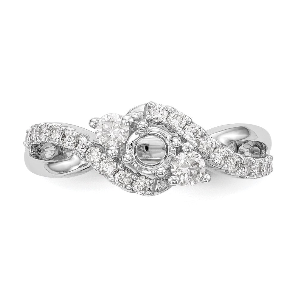 14k White Gold 5/8 carat Lab Grown Diamond VS/SI+ G+ Round Complete Criss Cross Engagement Ring