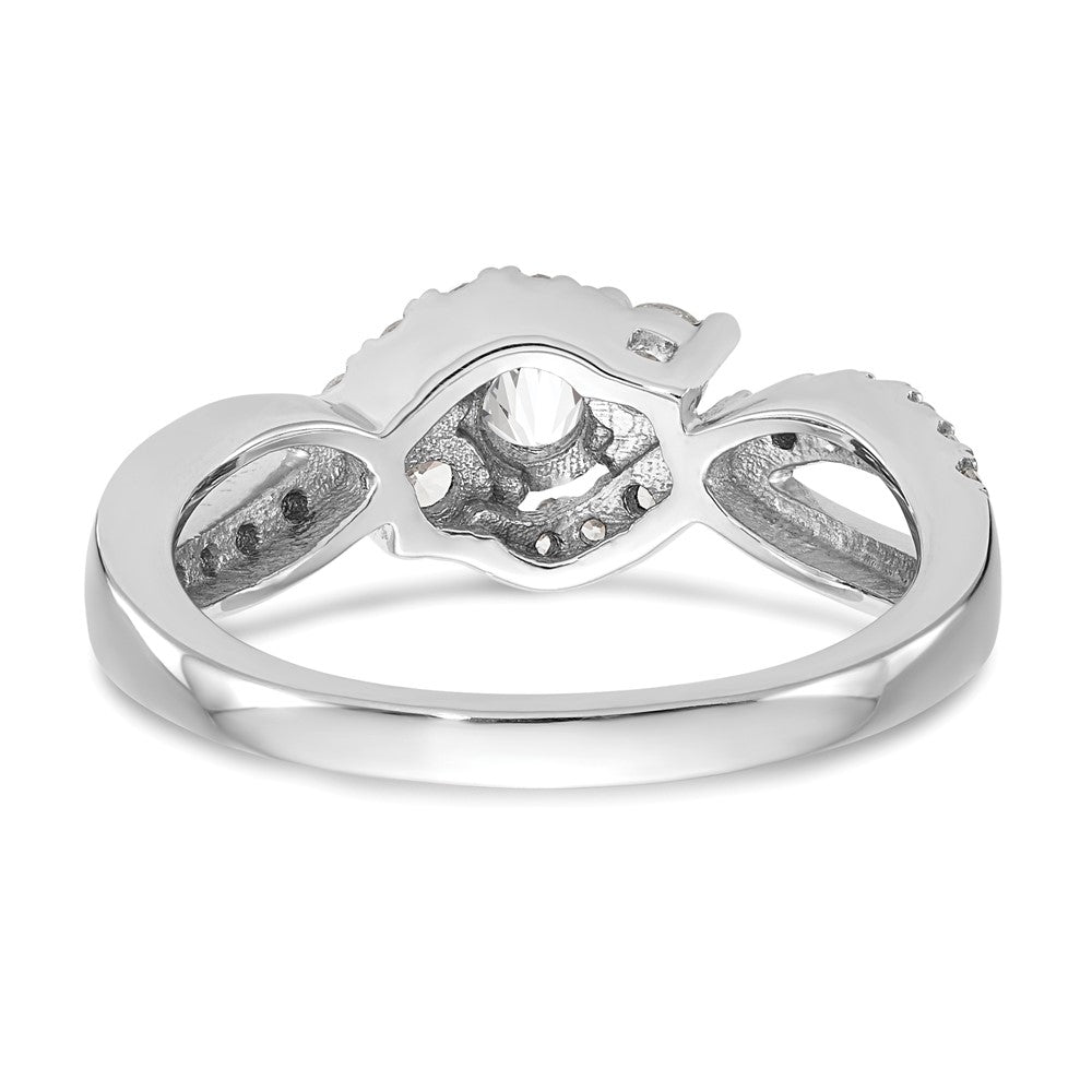 14k White Gold 5/8 carat Lab Grown Diamond VS/SI+ G+ Round Complete Criss Cross Engagement Ring