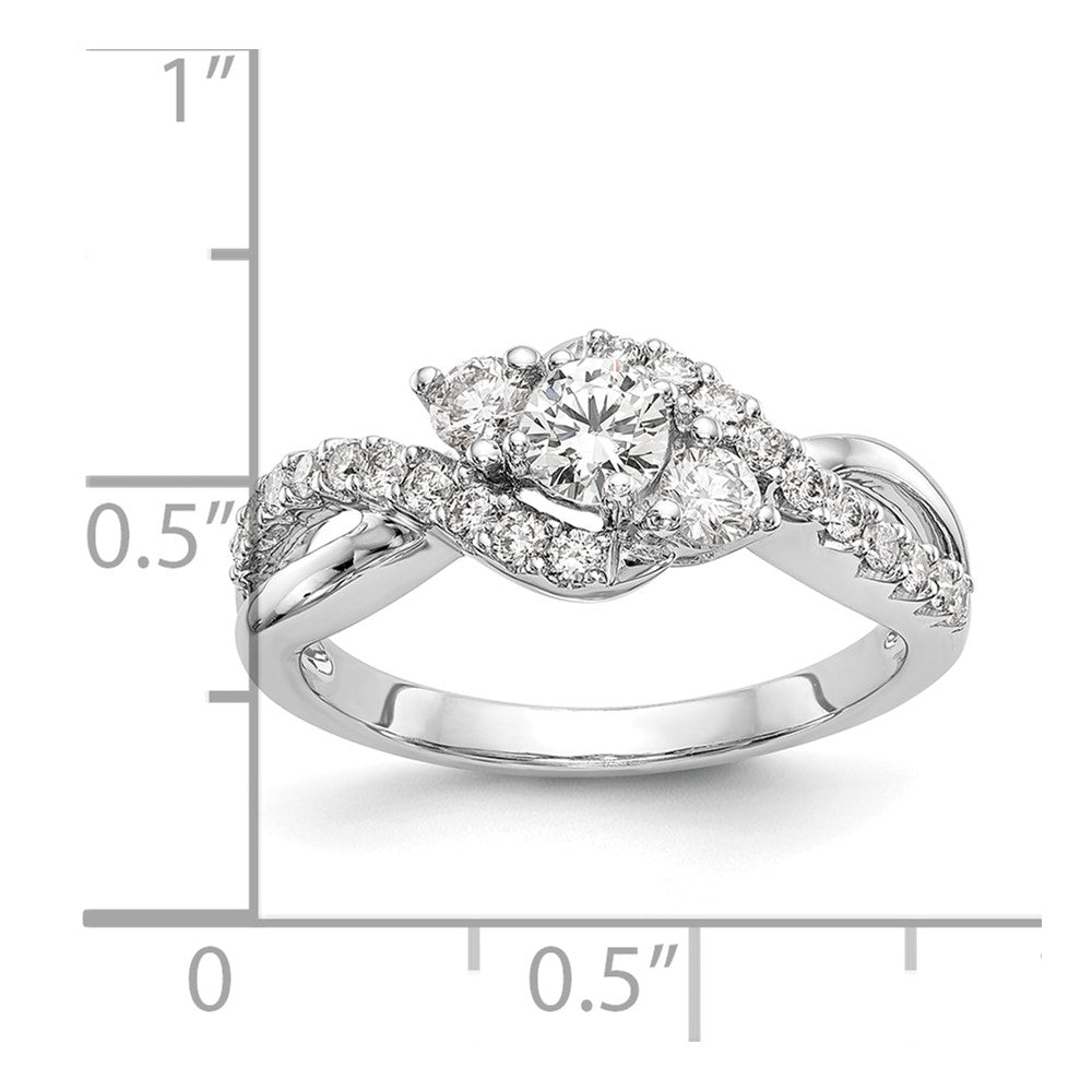 14k White Gold 5/8 carat Lab Grown Diamond VS/SI+ G+ Round Complete Criss Cross Engagement Ring