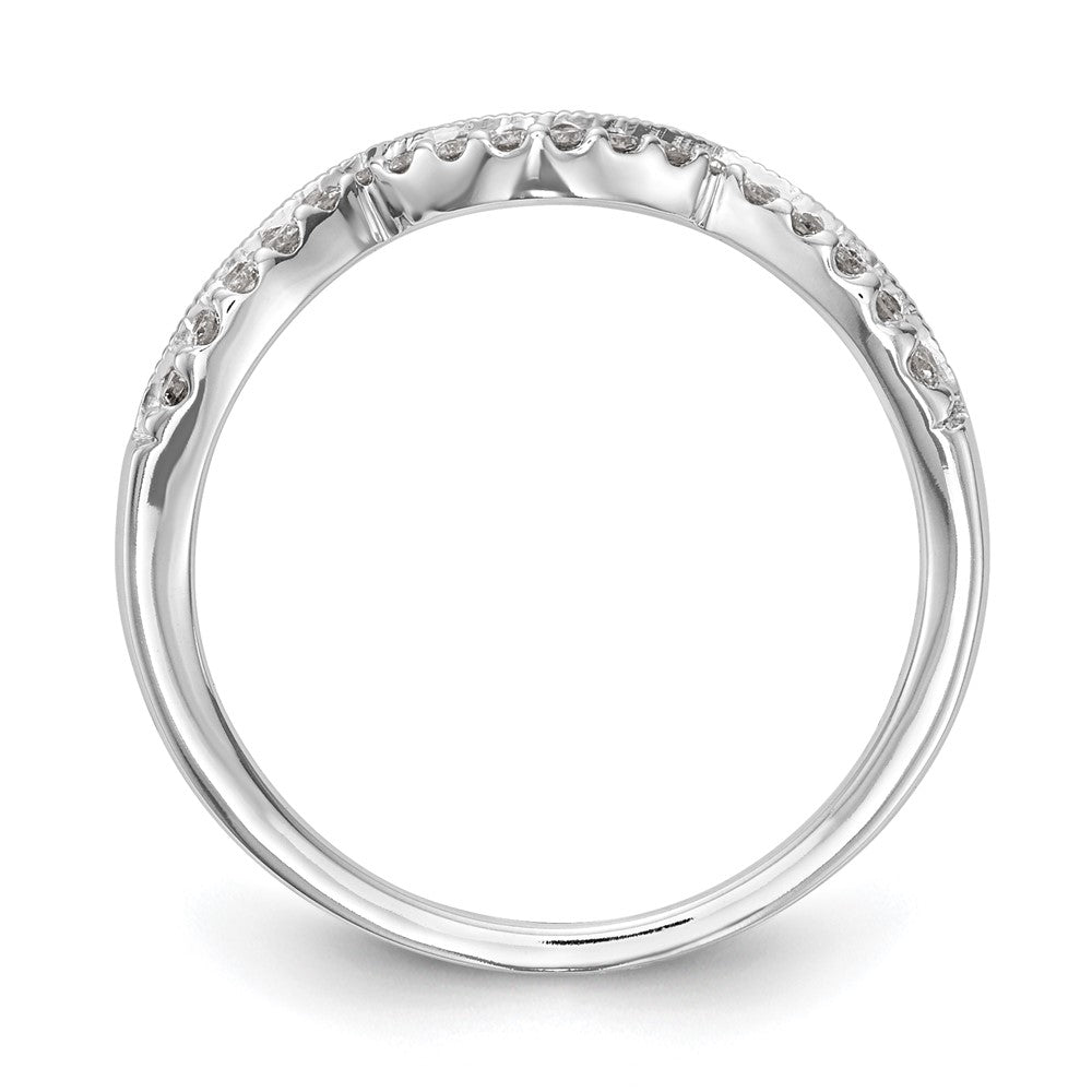 14k White Gold 1/8 carat Diamond Contoured Complete Wedding Band