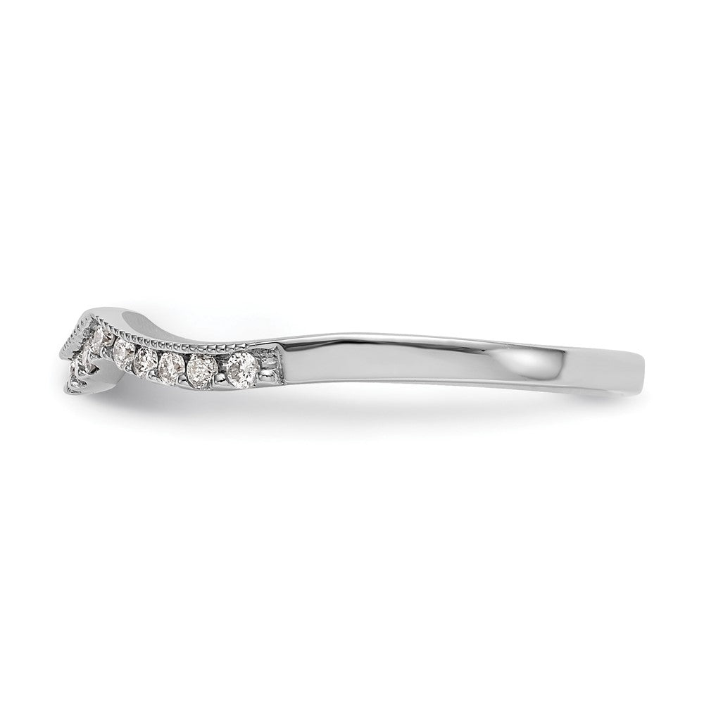 14k White Gold 1/8 carat Diamond Contoured Complete Wedding Band