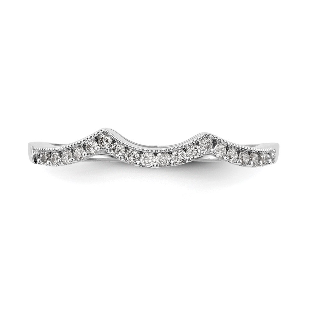 14k White Gold 1/8 carat Diamond Contoured Complete Wedding Band