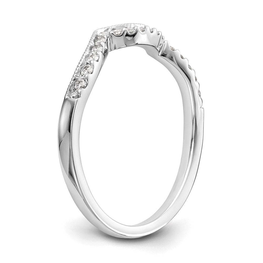 14k White Gold 1/8 carat Diamond Contoured Complete Wedding Band