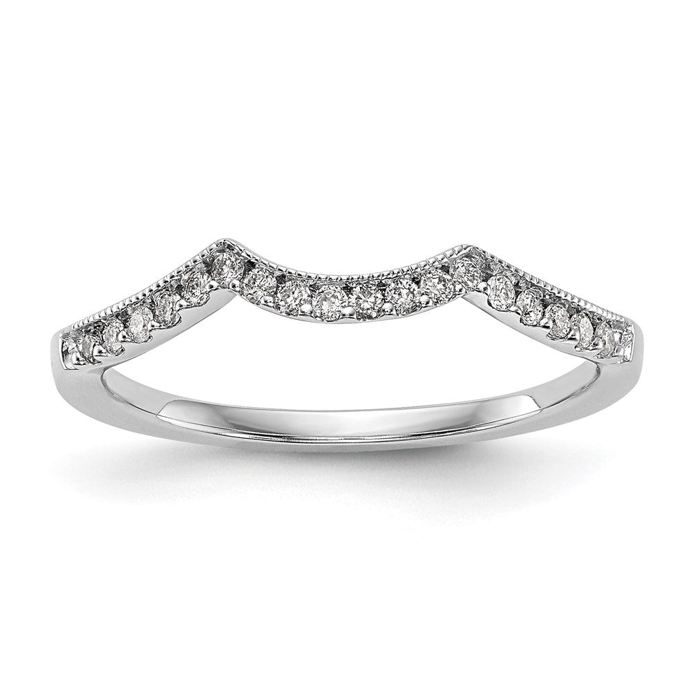 14k White Gold 1/8 carat Diamond Contoured Complete Wedding Band