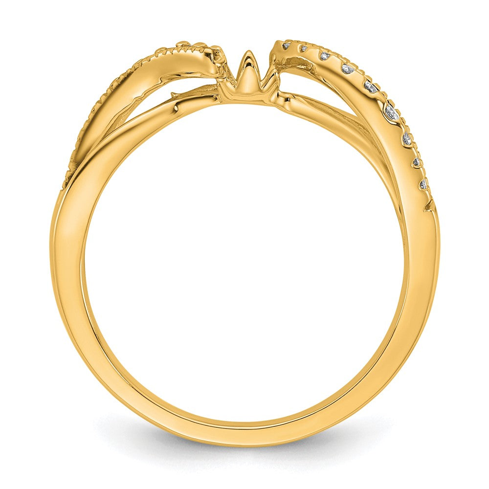 14k Yellow Gold Peg Set Diamond Semi Criss-Cross Eng Ring