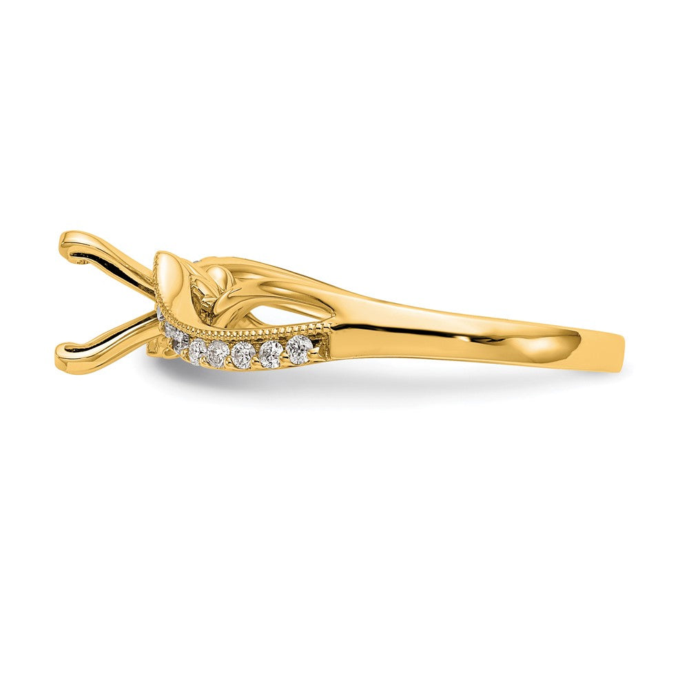 14k Yellow Gold Peg Set Diamond Semi Criss-Cross Eng Ring