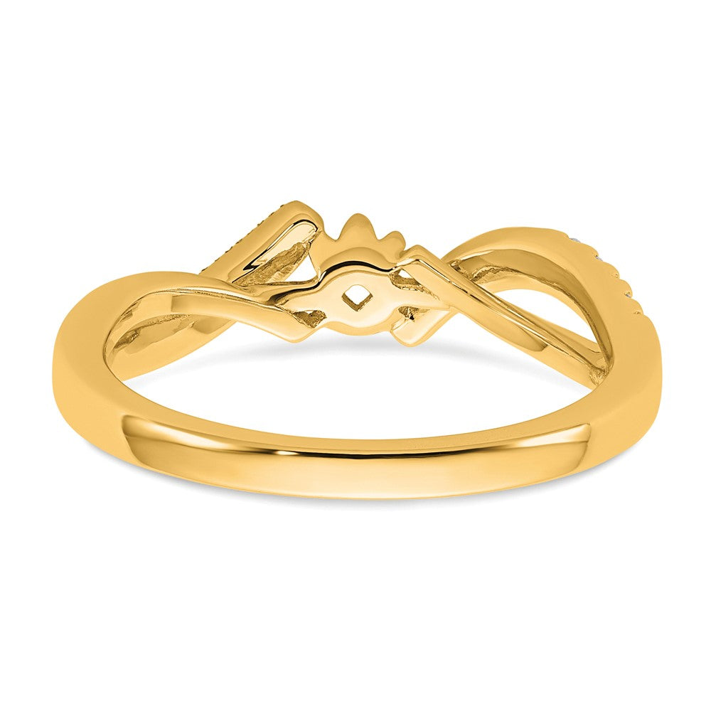 14k Yellow Gold Peg Set Diamond Semi Criss-Cross Eng Ring