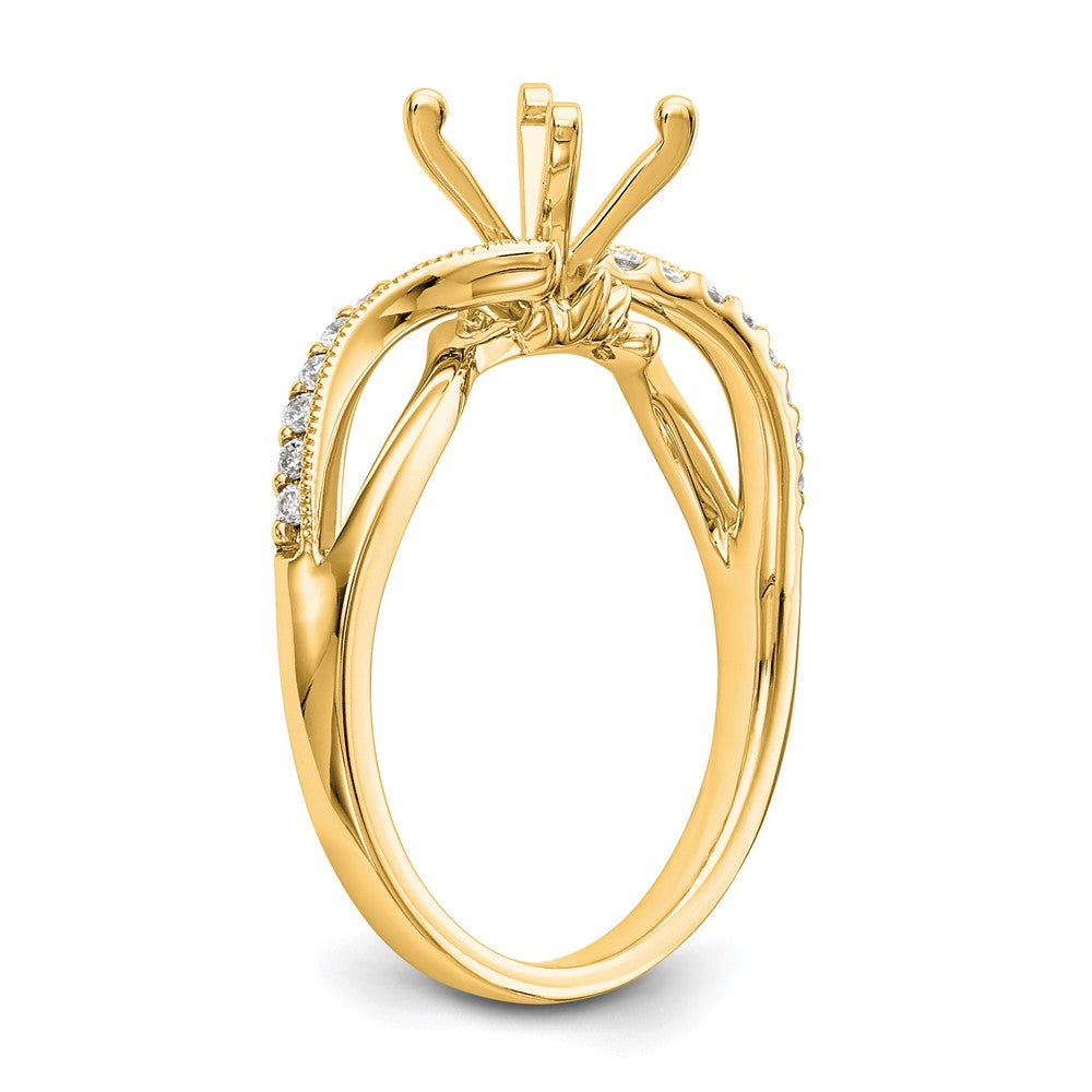 14k Yellow Gold Peg Set Diamond Semi Criss-Cross Eng Ring