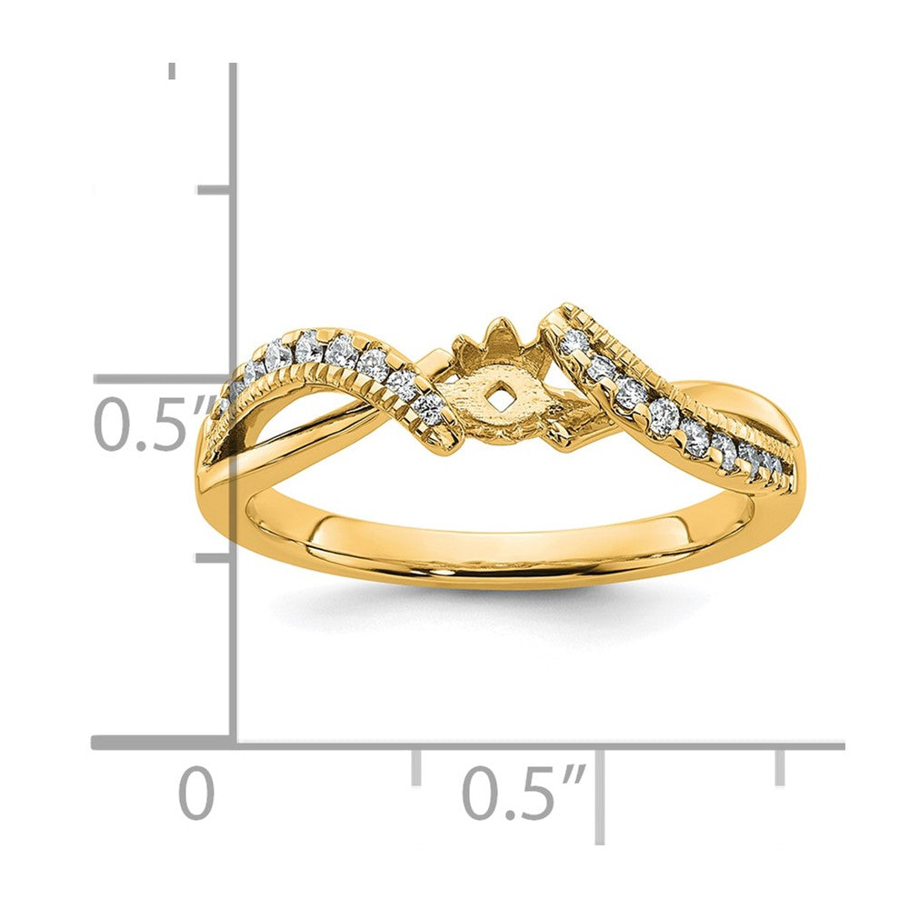 14k Yellow Gold Peg Set Diamond Semi Criss-Cross Eng Ring