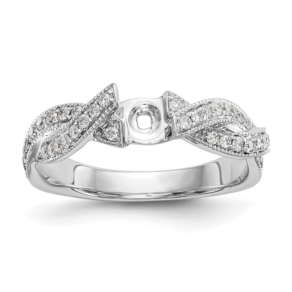 14k White Gold Criss-Cross Peg Set 3/8 carat Diamond Semi-mount Engagement Ring