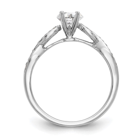 14k White Gold Criss-Cross Peg Set 1/8 carat Diamond Semi-mount Engagement Ring