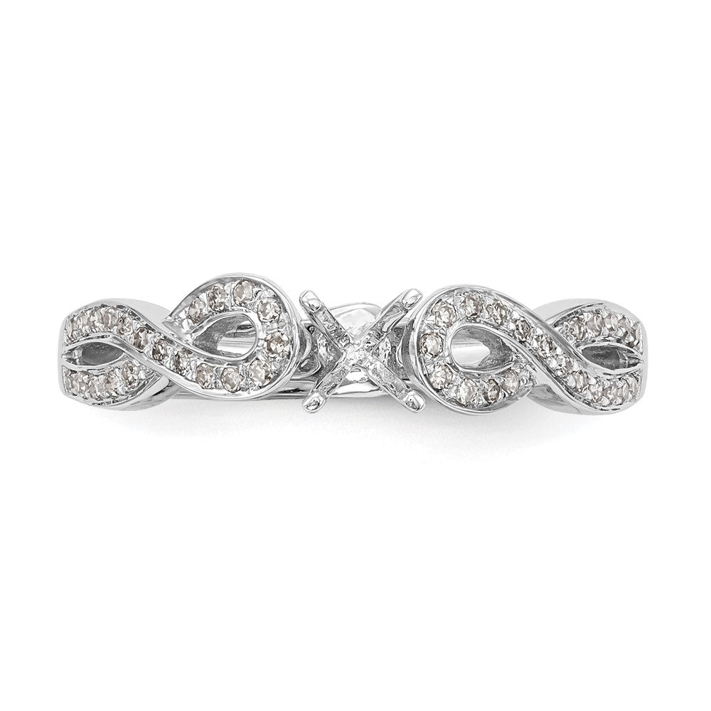 14k White Gold Criss-Cross Peg Set 1/8 carat Diamond Semi-mount Engagement Ring