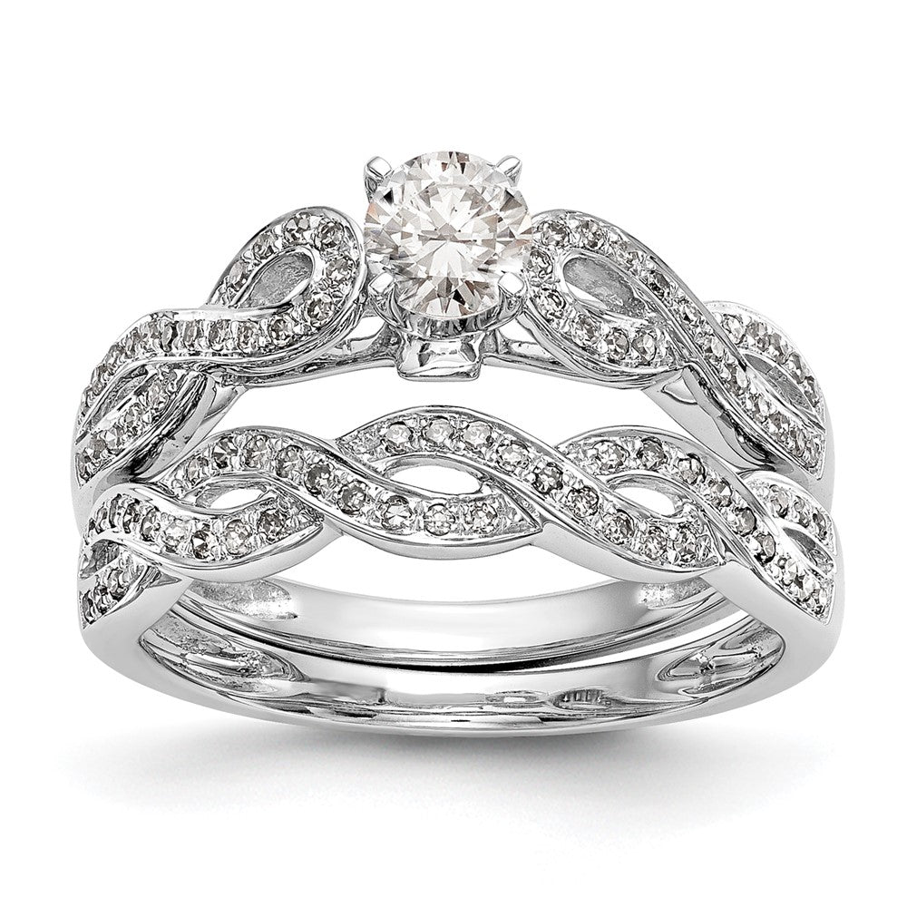 14k White Gold Criss-Cross Peg Set 1/8 carat Diamond Semi-mount Engagement Ring