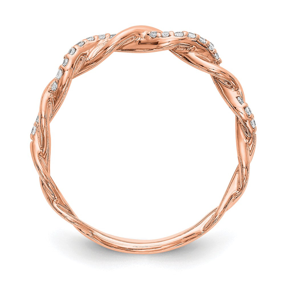 14k Rose Gold 1/8 carat Lab Grown Diamond VS/SI+ G+ Complete Criss Cross Wedding Band